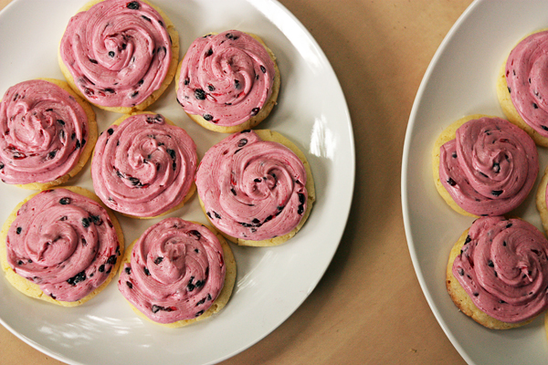 Lemon Cookies with Blackberry Buttercream